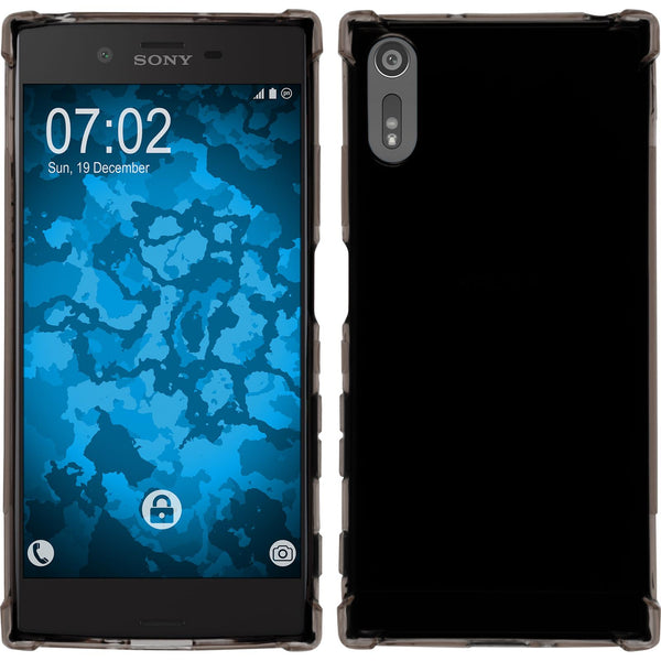 PhoneNatic Case kompatibel mit Sony Xperia XZ - grau Silikon Hülle Shock-Proof + 2 Schutzfolien