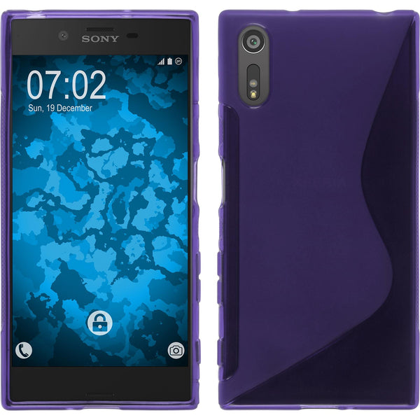 PhoneNatic Case kompatibel mit Sony Xperia XZs - lila Silikon Hülle S-Style + 2 Schutzfolien