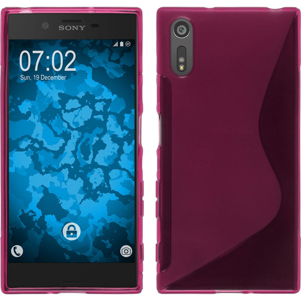 PhoneNatic Case kompatibel mit Sony Xperia XZs - pink Silikon Hülle S-Style + 2 Schutzfolien
