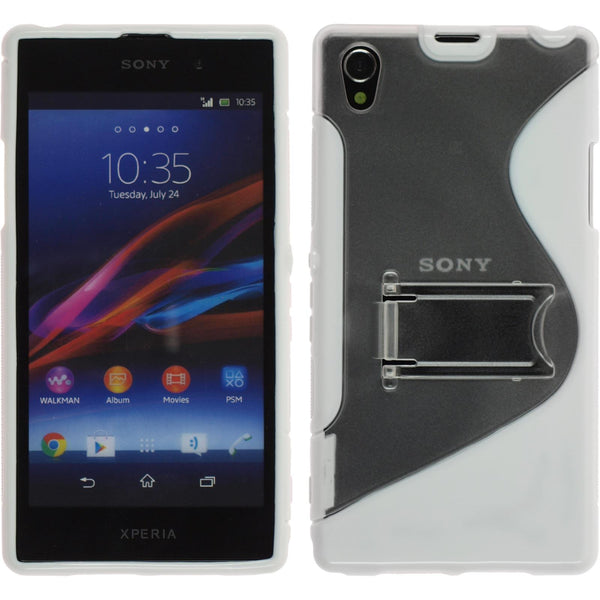 PhoneNatic Case kompatibel mit Sony Xperia Z1 - weiß Silikon Hülle  + 2 Schutzfolien