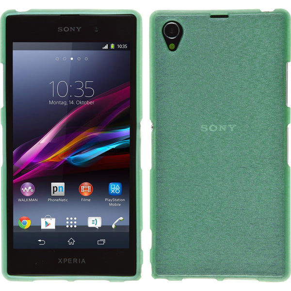 PhoneNatic Case kompatibel mit Sony Xperia Z1 - grün Silikon Hülle brushed + 2 Schutzfolien