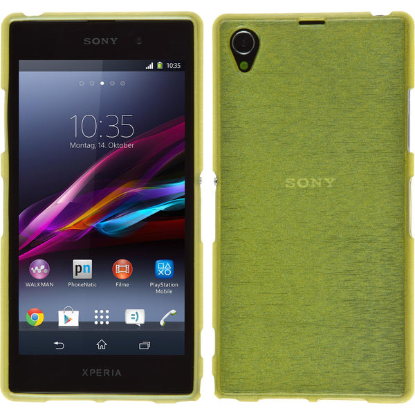 PhoneNatic Case kompatibel mit Sony Xperia Z1 - pastellgrün Silikon Hülle brushed + 2 Schutzfolien