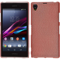 PhoneNatic Case kompatibel mit Sony Xperia Z1 - rosa Silikon Hülle brushed + 2 Schutzfolien