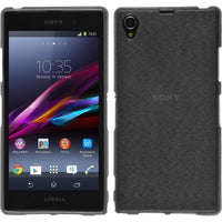 PhoneNatic Case kompatibel mit Sony Xperia Z1 - silber Silikon Hülle brushed + 2 Schutzfolien