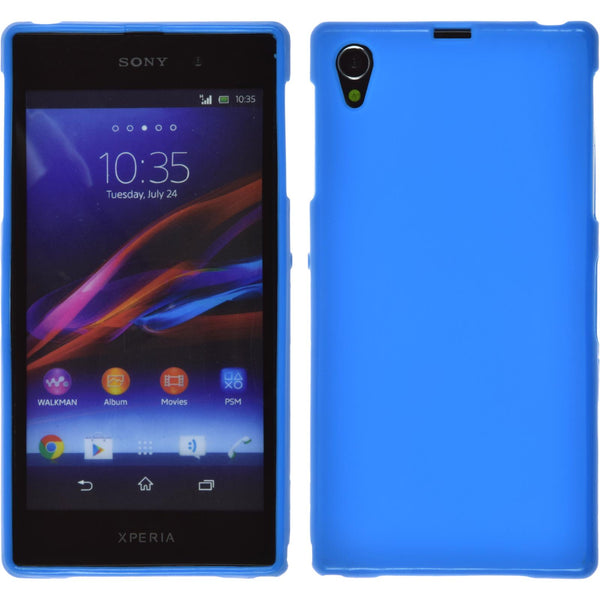 PhoneNatic Case kompatibel mit Sony Xperia Z1 - blau Silikon Hülle matt + 2 Schutzfolien