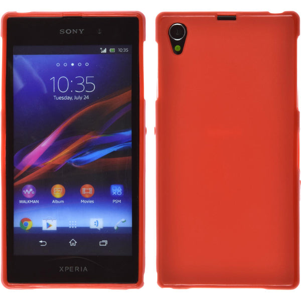 PhoneNatic Case kompatibel mit Sony Xperia Z1 - rot Silikon Hülle matt + 2 Schutzfolien