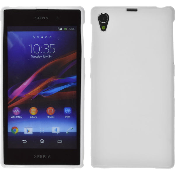 PhoneNatic Case kompatibel mit Sony Xperia Z1 - weiß Silikon Hülle matt + 2 Schutzfolien