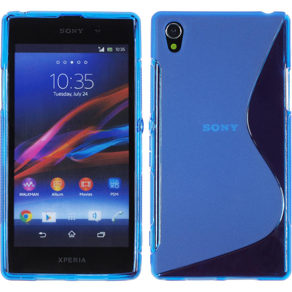 PhoneNatic Case kompatibel mit Sony Xperia Z1 - blau Silikon Hülle S-Style + 2 Schutzfolien