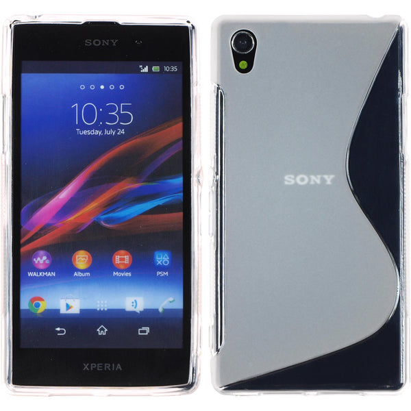PhoneNatic Case kompatibel mit Sony Xperia Z1 - clear Silikon Hülle S-Style + 2 Schutzfolien