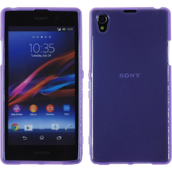 PhoneNatic Case kompatibel mit Sony Xperia Z1 - lila Silikon Hülle transparent + 2 Schutzfolien