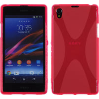 PhoneNatic Case kompatibel mit Sony Xperia Z1 - pink Silikon Hülle X-Style + 2 Schutzfolien