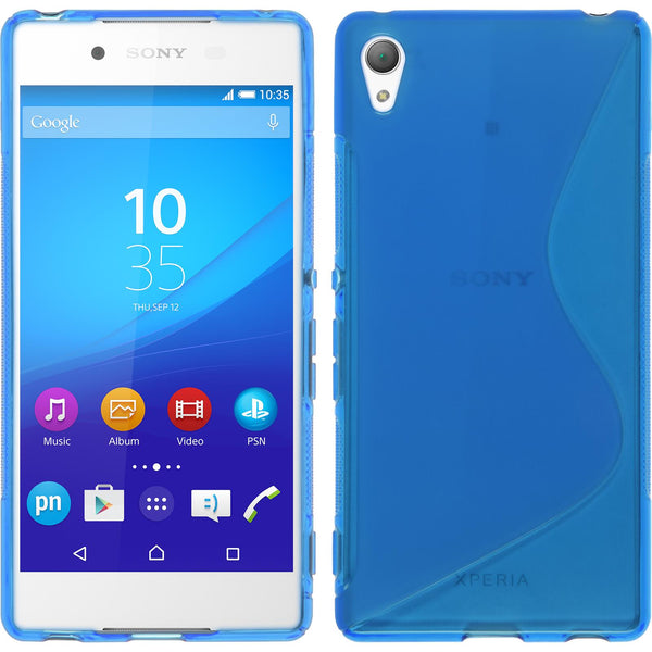 PhoneNatic Case kompatibel mit Sony Xperia Z3+ / Plus - blau Silikon Hülle S-Style + 2 Schutzfolien