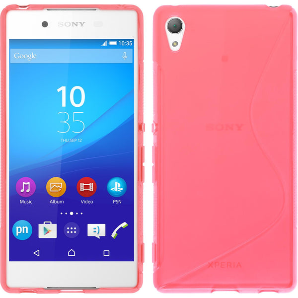 PhoneNatic Case kompatibel mit Sony Xperia Z3+ / Plus - pink Silikon Hülle S-Style + 2 Schutzfolien