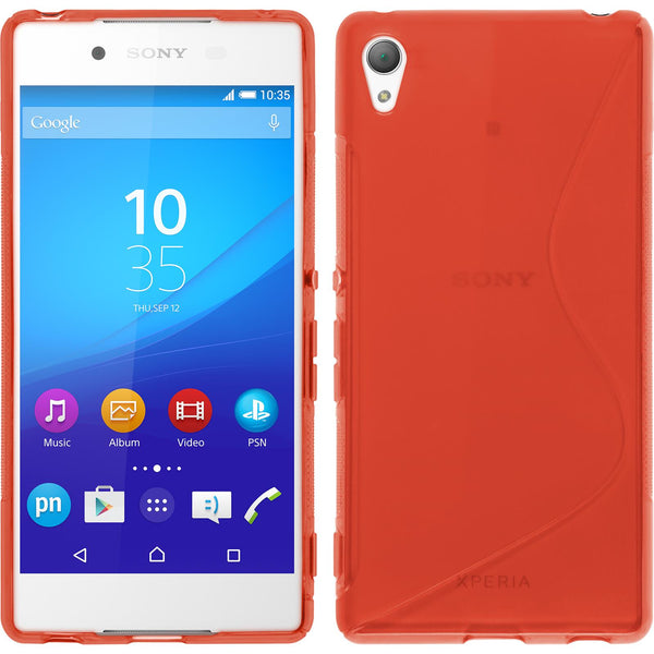 PhoneNatic Case kompatibel mit Sony Xperia Z3+ / Plus - rot Silikon Hülle S-Style + 2 Schutzfolien
