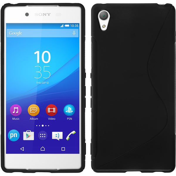 PhoneNatic Case kompatibel mit Sony Xperia Z3+ / Plus - schwarz Silikon Hülle S-Style + 2 Schutzfolien