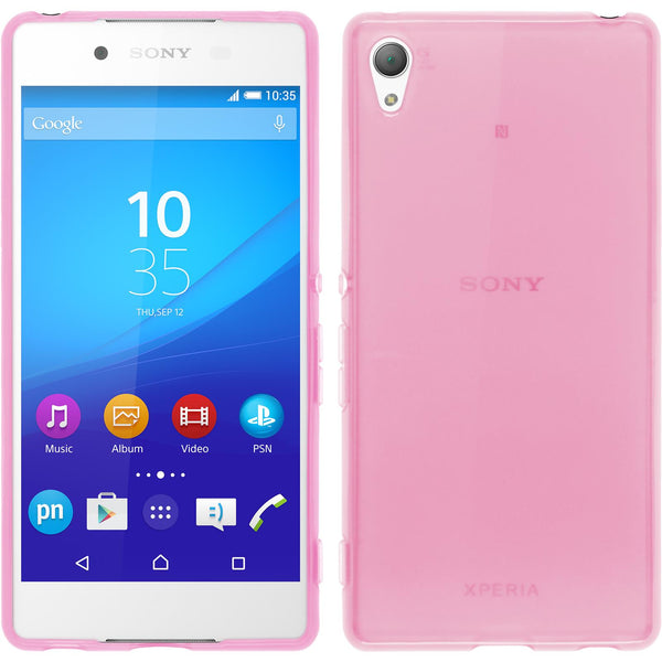 PhoneNatic Case kompatibel mit Sony Xperia Z3+ / Plus - rosa Silikon Hülle transparent + 2 Schutzfolien