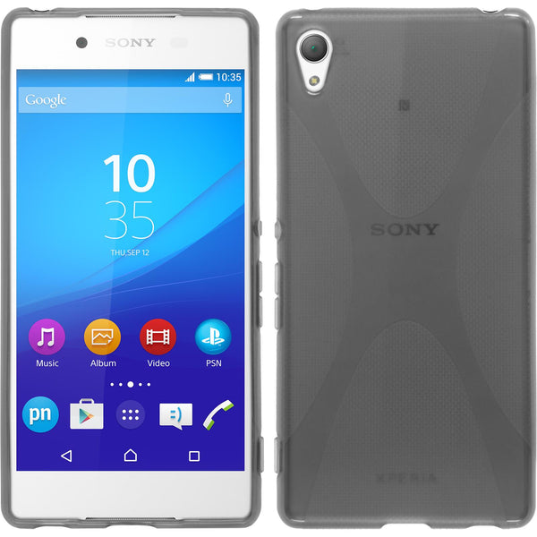 PhoneNatic Case kompatibel mit Sony Xperia Z3+ / Plus - grau Silikon Hülle X-Style + 2 Schutzfolien