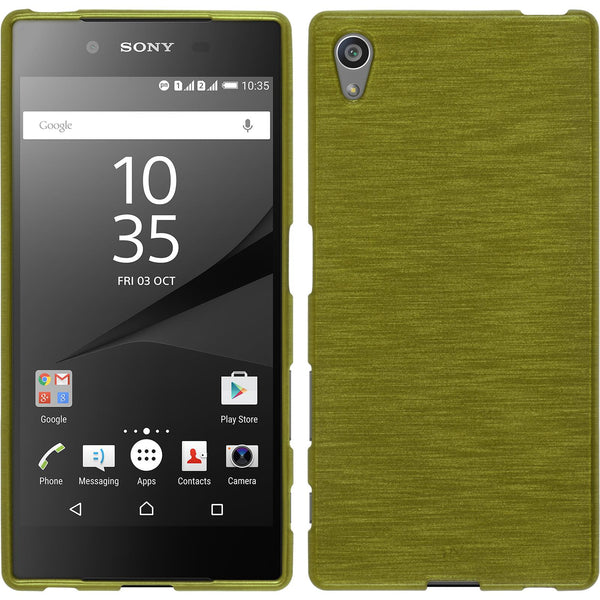 PhoneNatic Case kompatibel mit Sony Xperia Z5 - pastellgrün Silikon Hülle brushed + 2 Schutzfolien