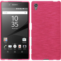 PhoneNatic Case kompatibel mit Sony Xperia Z5 - pink Silikon Hülle brushed + 2 Schutzfolien