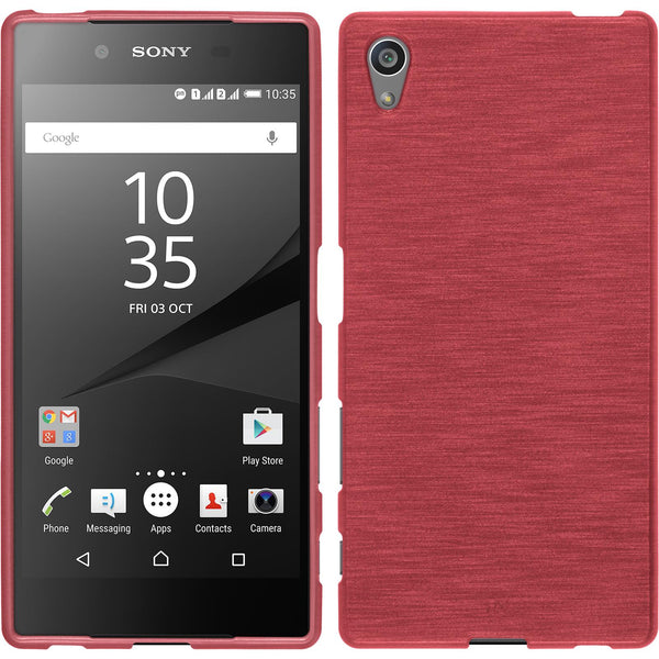 PhoneNatic Case kompatibel mit Sony Xperia Z5 - rosa Silikon Hülle brushed + 2 Schutzfolien