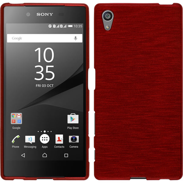 PhoneNatic Case kompatibel mit Sony Xperia Z5 - rot Silikon Hülle brushed + 2 Schutzfolien