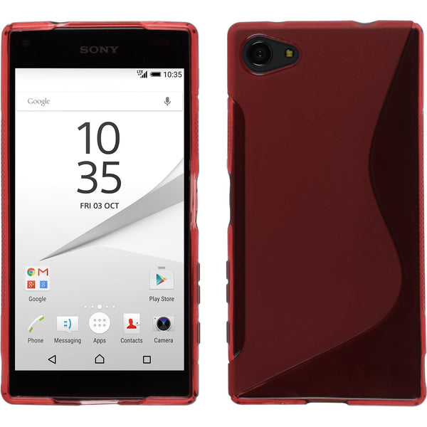 PhoneNatic Case kompatibel mit Sony Xperia Z5 Compact - rot Silikon Hülle S-Style + 2 Schutzfolien