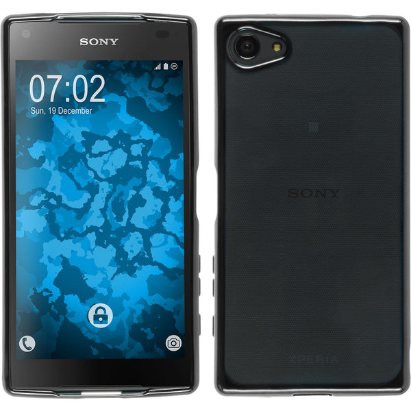 PhoneNatic Case kompatibel mit Sony Xperia Z5 Compact - grau Silikon Hülle Slim Fit + 2 Schutzfolien