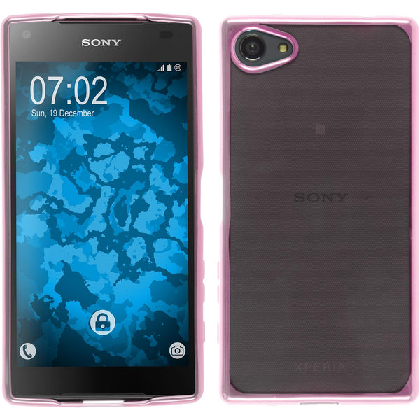 PhoneNatic Case kompatibel mit Sony Xperia Z5 Compact - pink Silikon Hülle Slim Fit + 2 Schutzfolien