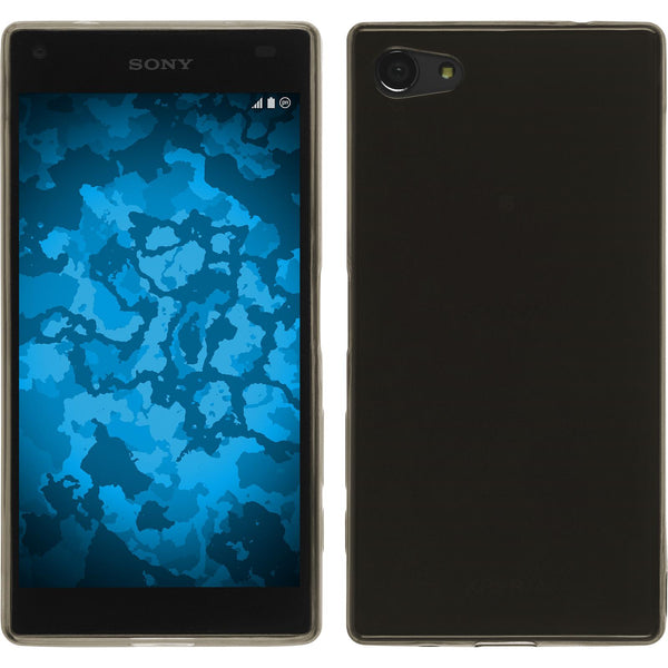PhoneNatic Case kompatibel mit Sony Xperia Z5 Compact - grau Silikon Hülle Slimcase + 2 Schutzfolien