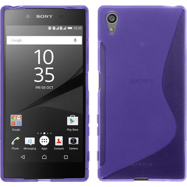 PhoneNatic Case kompatibel mit Sony Xperia Z5 - lila Silikon Hülle S-Style + 2 Schutzfolien