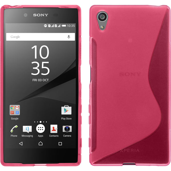 PhoneNatic Case kompatibel mit Sony Xperia Z5 - pink Silikon Hülle S-Style + 2 Schutzfolien