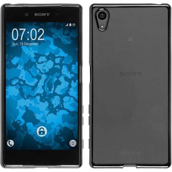 PhoneNatic Case kompatibel mit Sony Xperia Z5 - grau Silikon Hülle Slim Fit + 2 Schutzfolien