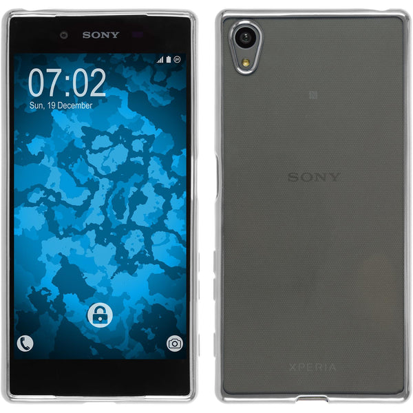 PhoneNatic Case kompatibel mit Sony Xperia Z5 - silber Silikon Hülle Slim Fit + 2 Schutzfolien