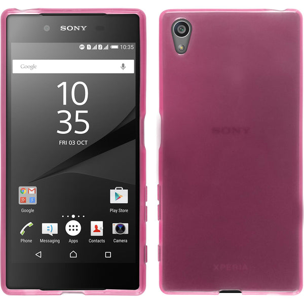 PhoneNatic Case kompatibel mit Sony Xperia Z5 - rosa Silikon Hülle transparent + 2 Schutzfolien