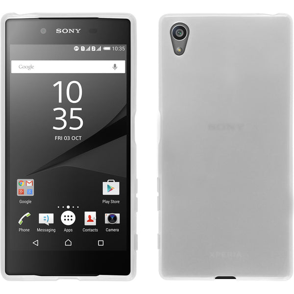PhoneNatic Case kompatibel mit Sony Xperia Z5 - weiß Silikon Hülle transparent + 2 Schutzfolien