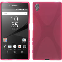 PhoneNatic Case kompatibel mit Sony Xperia Z5 - pink Silikon Hülle X-Style + 2 Schutzfolien