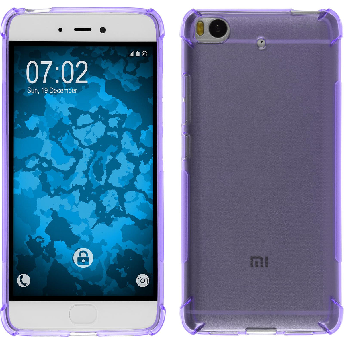 PhoneNatic Case kompatibel mit Xiaomi Mi 5s - lila Silikon Hülle ShockProof + 2 Schutzfolien
