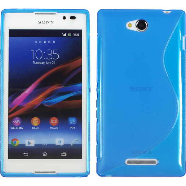 PhoneNatic Case kompatibel mit Sony Xperia C - blau Silikon Hülle S-Style + 2 Schutzfolien