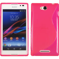 PhoneNatic Case kompatibel mit Sony Xperia C - pink Silikon Hülle S-Style + 2 Schutzfolien