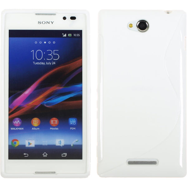 PhoneNatic Case kompatibel mit Sony Xperia C - weiﬂ Silikon Hülle S-Style + 2 Schutzfolien