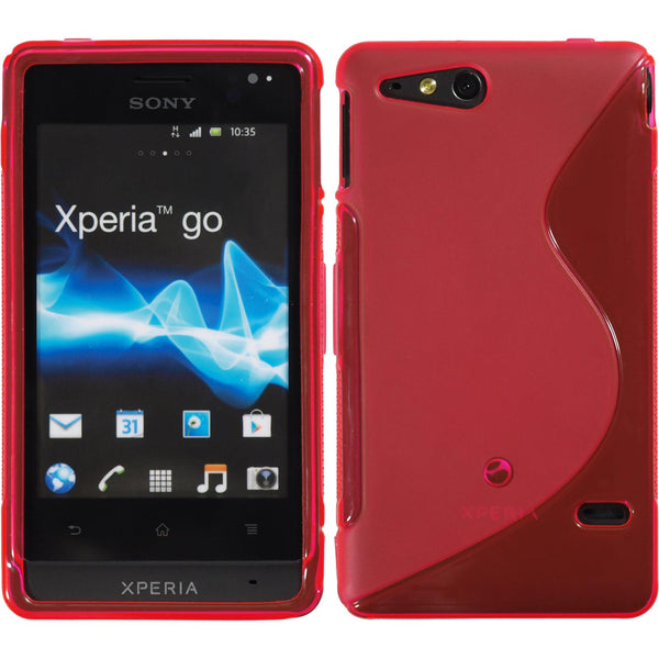PhoneNatic Case kompatibel mit Sony Xperia go - pink Silikon Hülle S-Style Cover