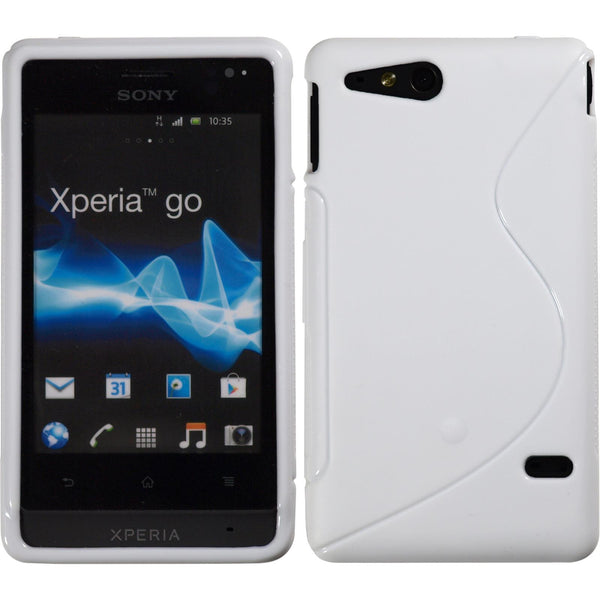 PhoneNatic Case kompatibel mit Sony Xperia go - weiﬂ Silikon Hülle S-Style Cover