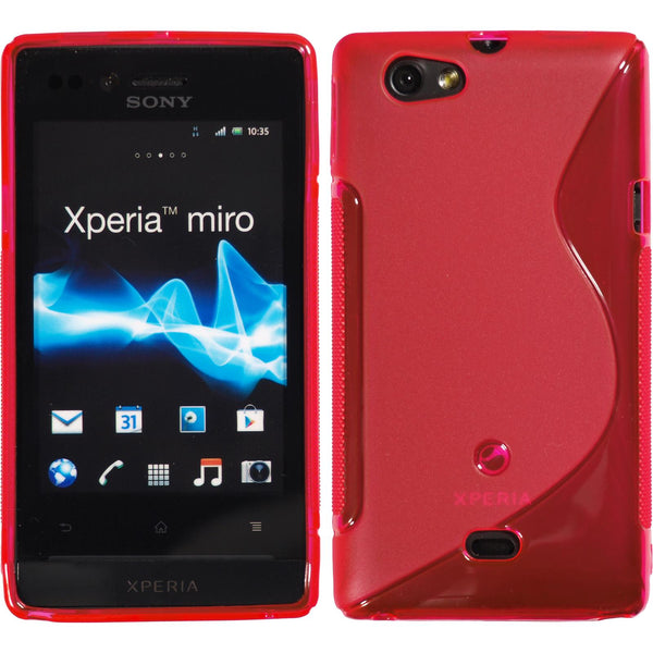 PhoneNatic Case kompatibel mit Sony Xperia miro - pink Silikon Hülle S-Style + 2 Schutzfolien
