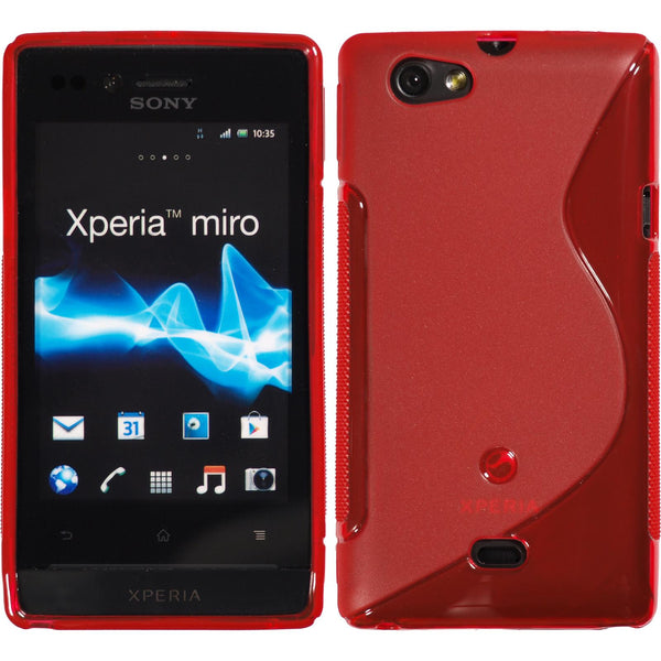PhoneNatic Case kompatibel mit Sony Xperia miro - rot Silikon Hülle S-Style + 2 Schutzfolien