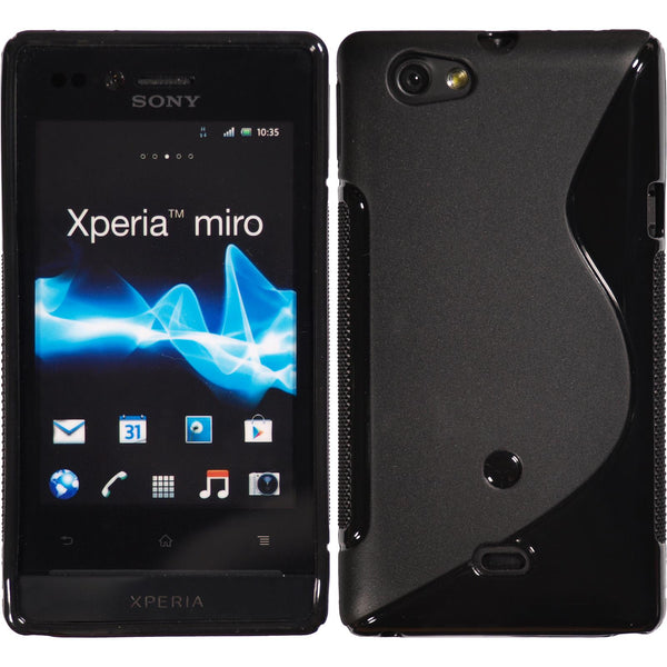PhoneNatic Case kompatibel mit Sony Xperia miro - schwarz Silikon Hülle S-Style + 2 Schutzfolien