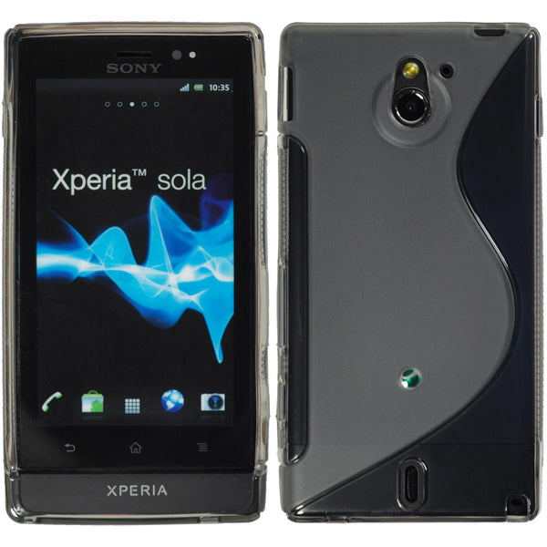 PhoneNatic Case kompatibel mit Sony Xperia sola - grau Silikon Hülle S-Style + 2 Schutzfolien
