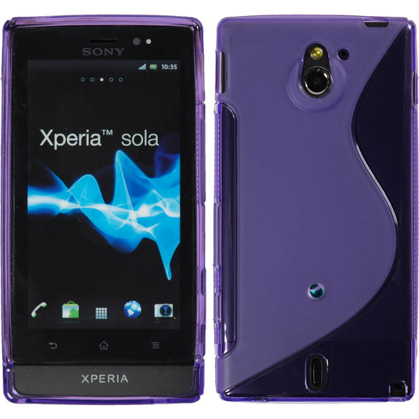 PhoneNatic Case kompatibel mit Sony Xperia sola - lila Silikon Hülle S-Style + 2 Schutzfolien