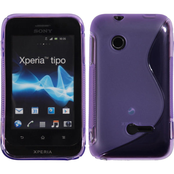 PhoneNatic Case kompatibel mit Sony Xperia tipo - lila Silikon Hülle S-Style + 2 Schutzfolien