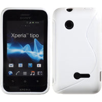 PhoneNatic Case kompatibel mit Sony Xperia tipo - weiﬂ Silikon Hülle S-Style + 2 Schutzfolien