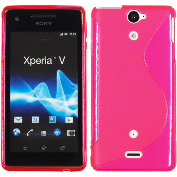 PhoneNatic Case kompatibel mit Sony Xperia V - pink Silikon Hülle S-Style + 2 Schutzfolien